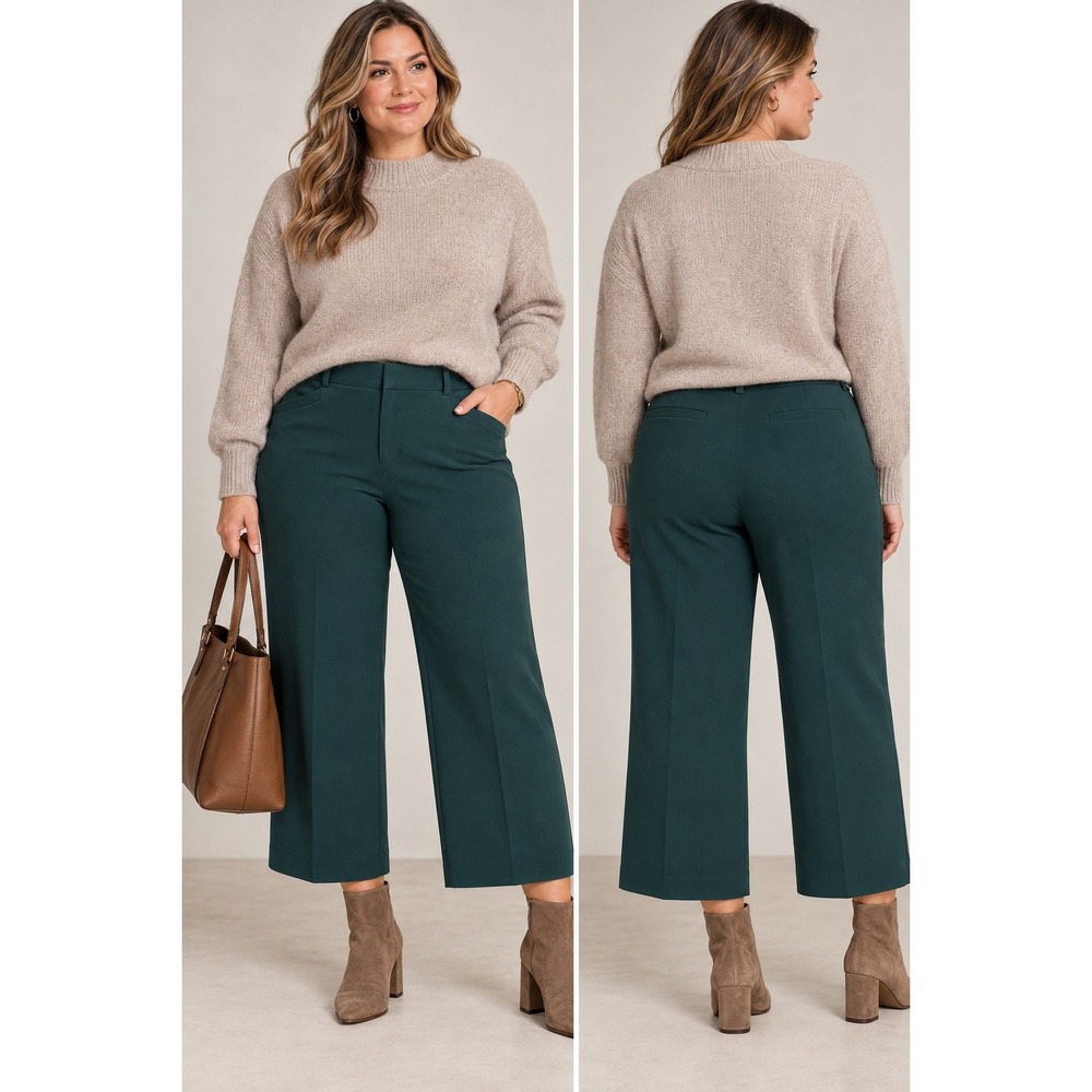 Torrid Wide Leg Crop Pants Women 10 Green 11990528